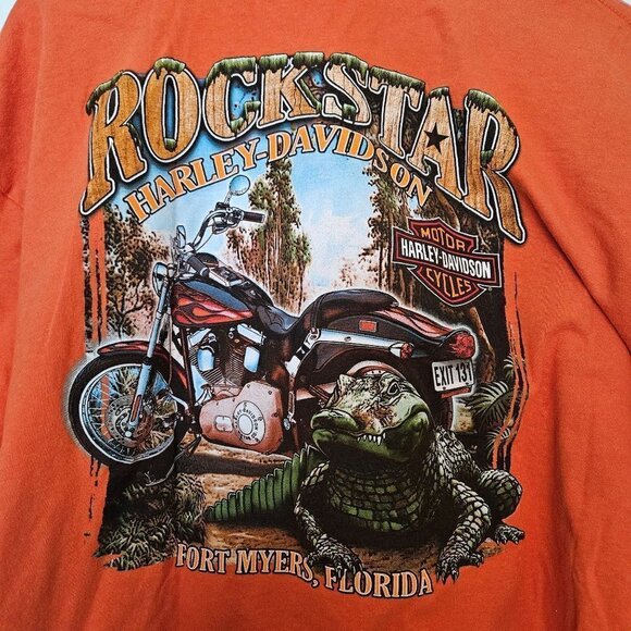 Harley Davidson t-shirt From Ft. Myers, Florida Orange Alligator Print size 2XL - Picture 1 of 6